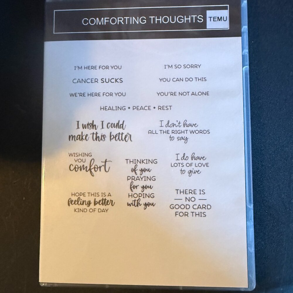 Temu Stamps and Dies Comforting Thoughts